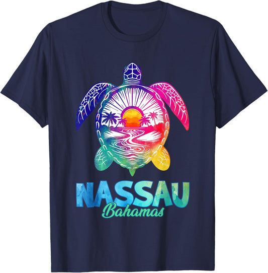 Nassau Tie Dye Sea Turtle Bahamas Beach Vacation T-Shirt - T-Shirt | Navy