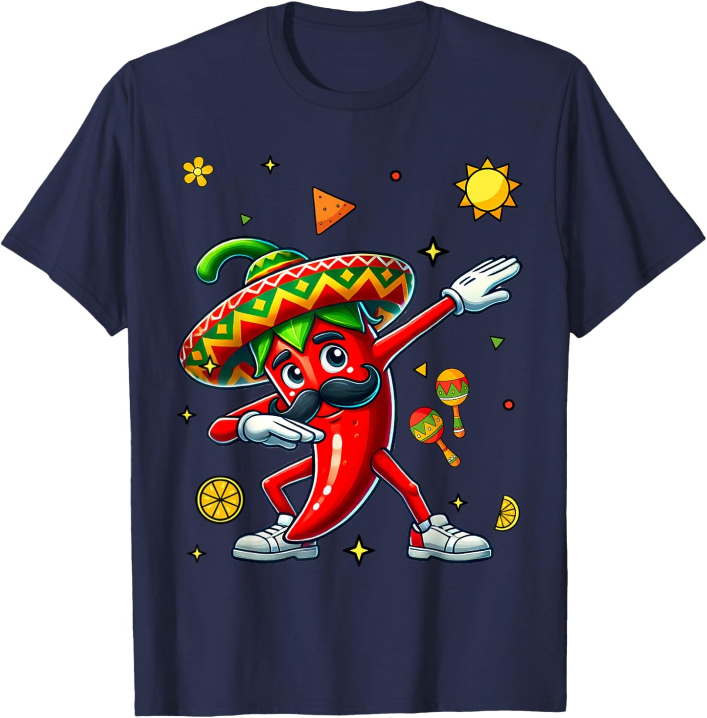 Cute Chili Dabbing Pepper Mexican Hot Jalapeno Dab T-Shirt - T-Shirt | Navy