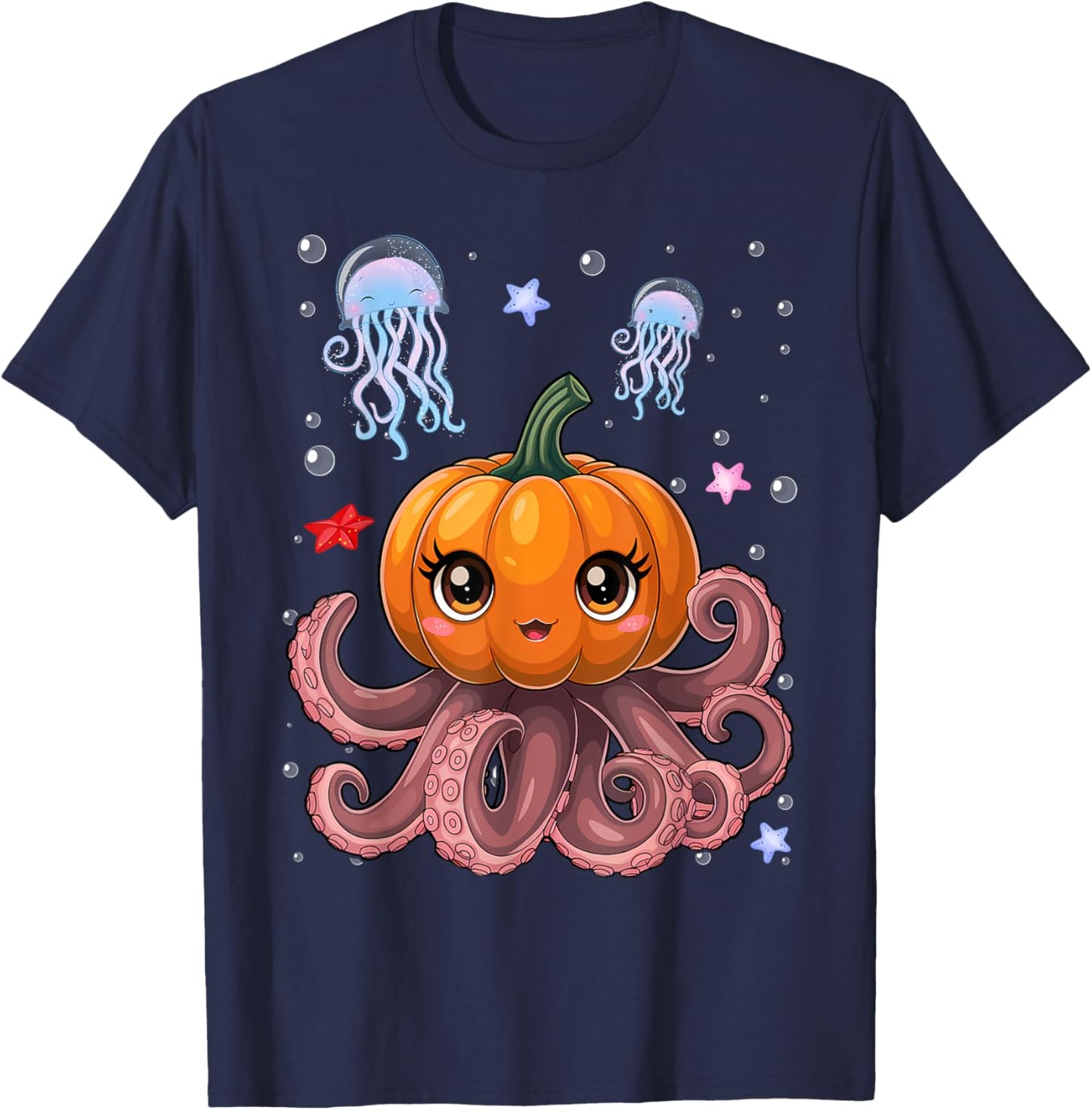 Vintage Octopus Pumpkin Lazy Halloween Party Costume Kids T-Shirt - T-Shirt | Navy
