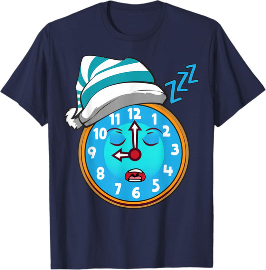 Zzz Sleepy Clock Character Sleepy Time Graphics T-Shirt - T-Shirt | Navy
