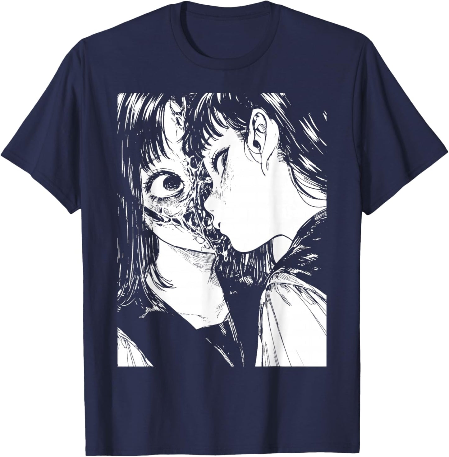 Horror Anime Manga | Japan Japanese Creepy Kawaii Goth T-Shirt - T-Shirt | Navy