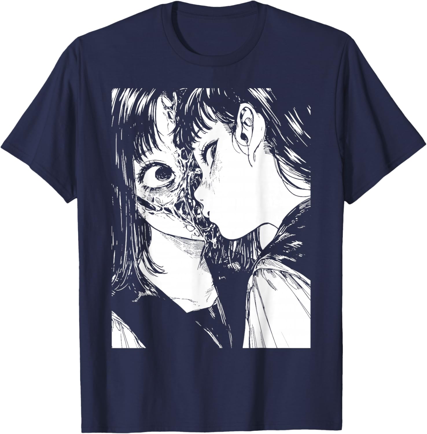 Horror Anime Manga | Japan Japanese Creepy Kawaii Goth T-Shirt - T-Shirt | Navy