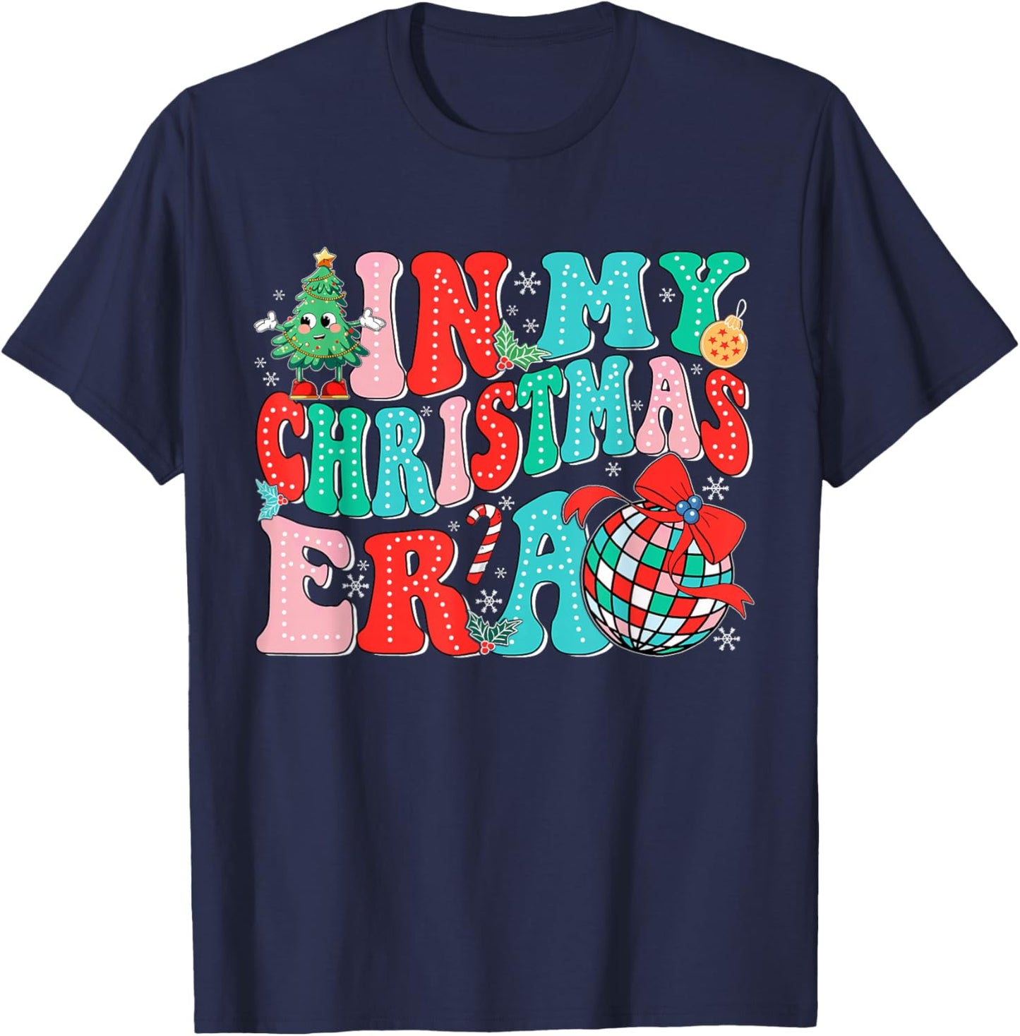 In My Christmas Era Vintage Groovy Christmas Holiday Xmas T-Shirt - T-Shirt | Navy