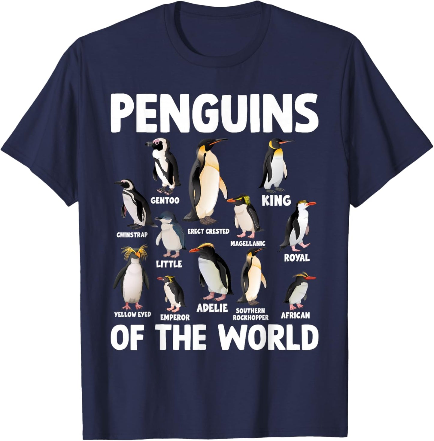 Penguin Lover Gift Co. -Child Penguin Lovers - Black - Small - Short Sleeve - Cartoon Penguins - Animals - Graphic - - Fall, Winter T-Shirt - T-Shirt | Navy