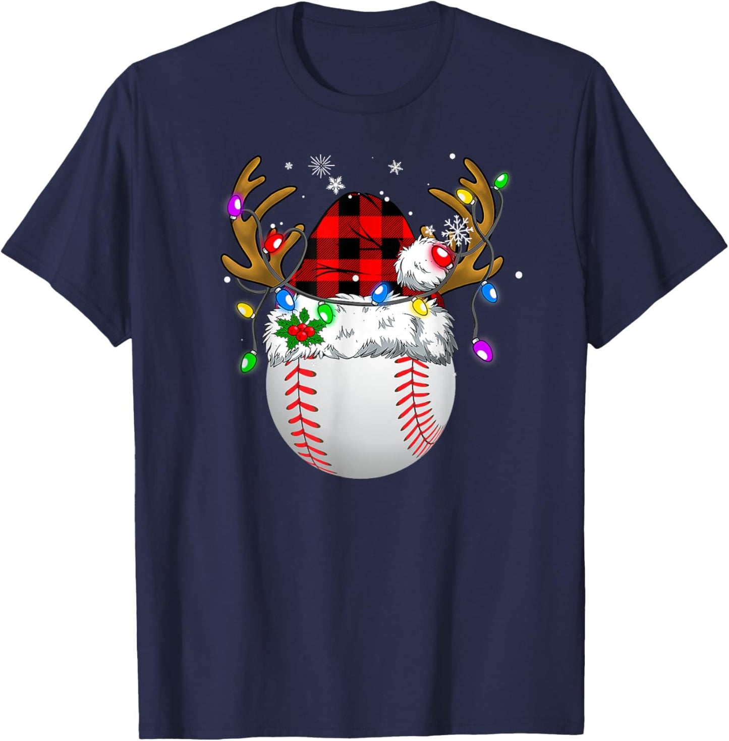 Baseball Santa Sports Men Boys Christmas Baseball Player T-Shirt - T-Shirt | Navy