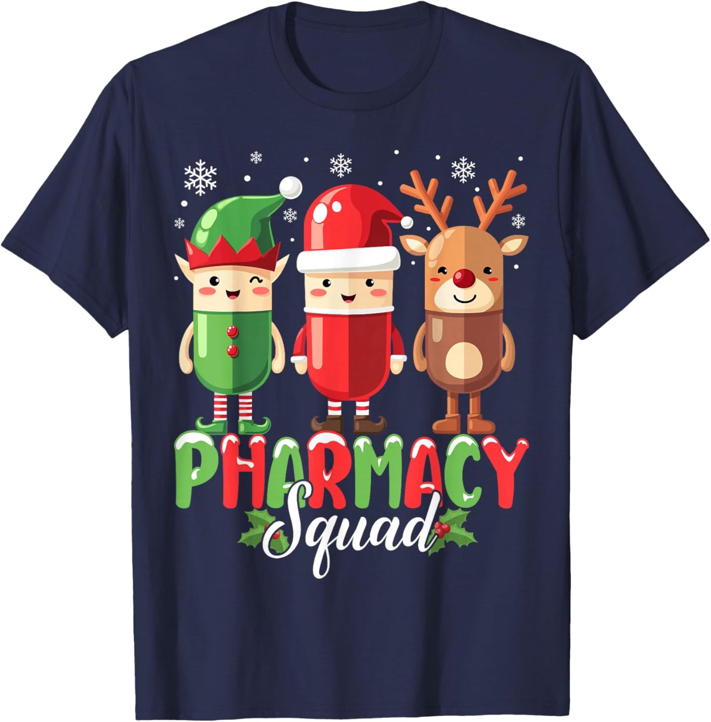 Pharmacy Squad Christmas Costume Funny Pills Pharmacist T-Shirt - T-Shirt | Navy