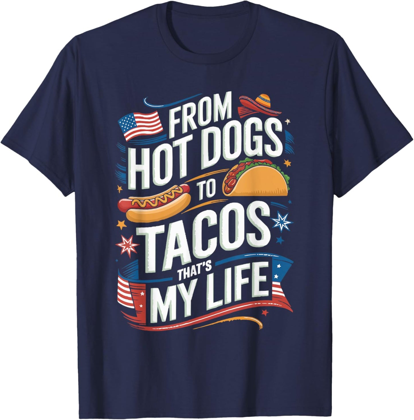 Half American Half Mexican USA Flag Mexico America T-Shirt - T-Shirt | Navy