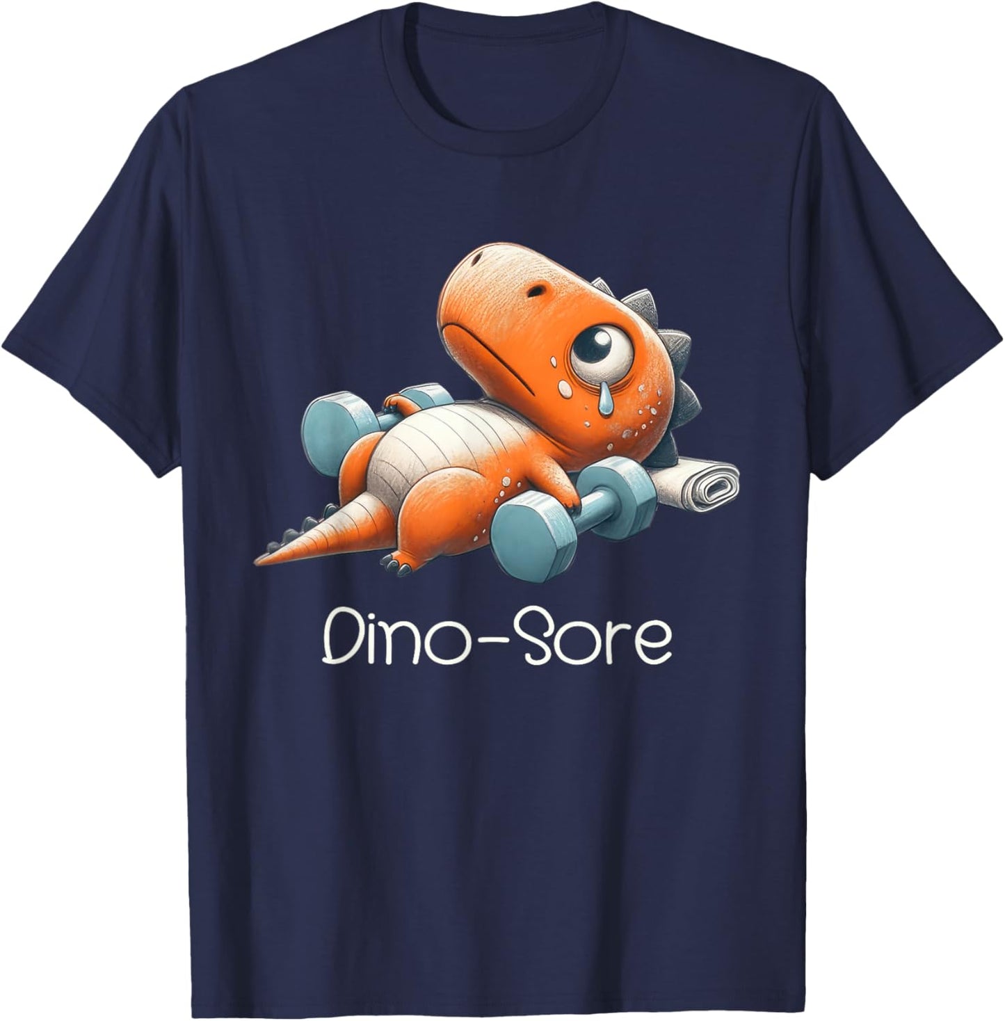 Funny Gym Workout Dinosaur Weight Lifting Gym Dino Sore T-Shirt - T-Shirt | Navy