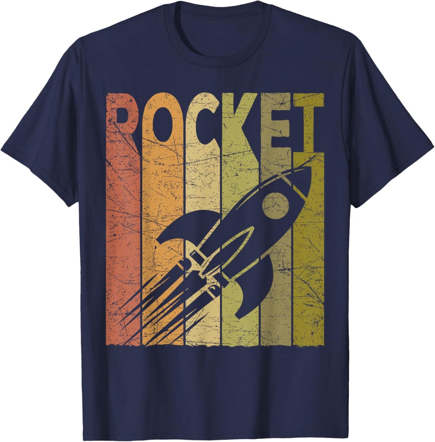Rocket Vintage Space Rocket Ship Retro Space Nerd Spaceship T-Shirt - T-Shirt | Navy