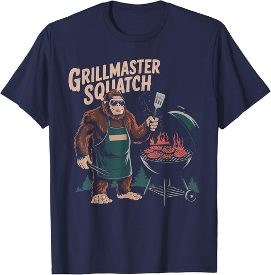 Grillmaster Sasquatch BBQ Lover Funny Grilling Barbeque T-Shirt - T-Shirt | Navy