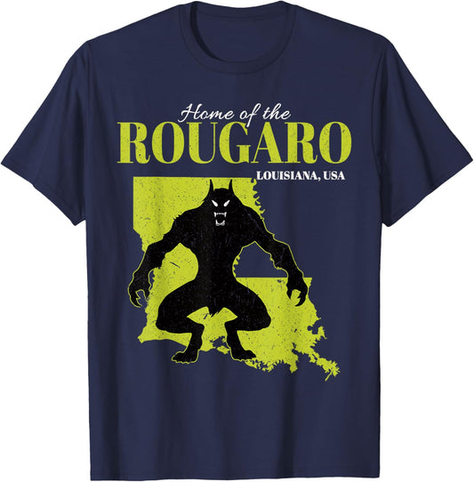Home Of The Rougaro Louisiana State American Cryptid T-Shirt - T-Shirt | Navy