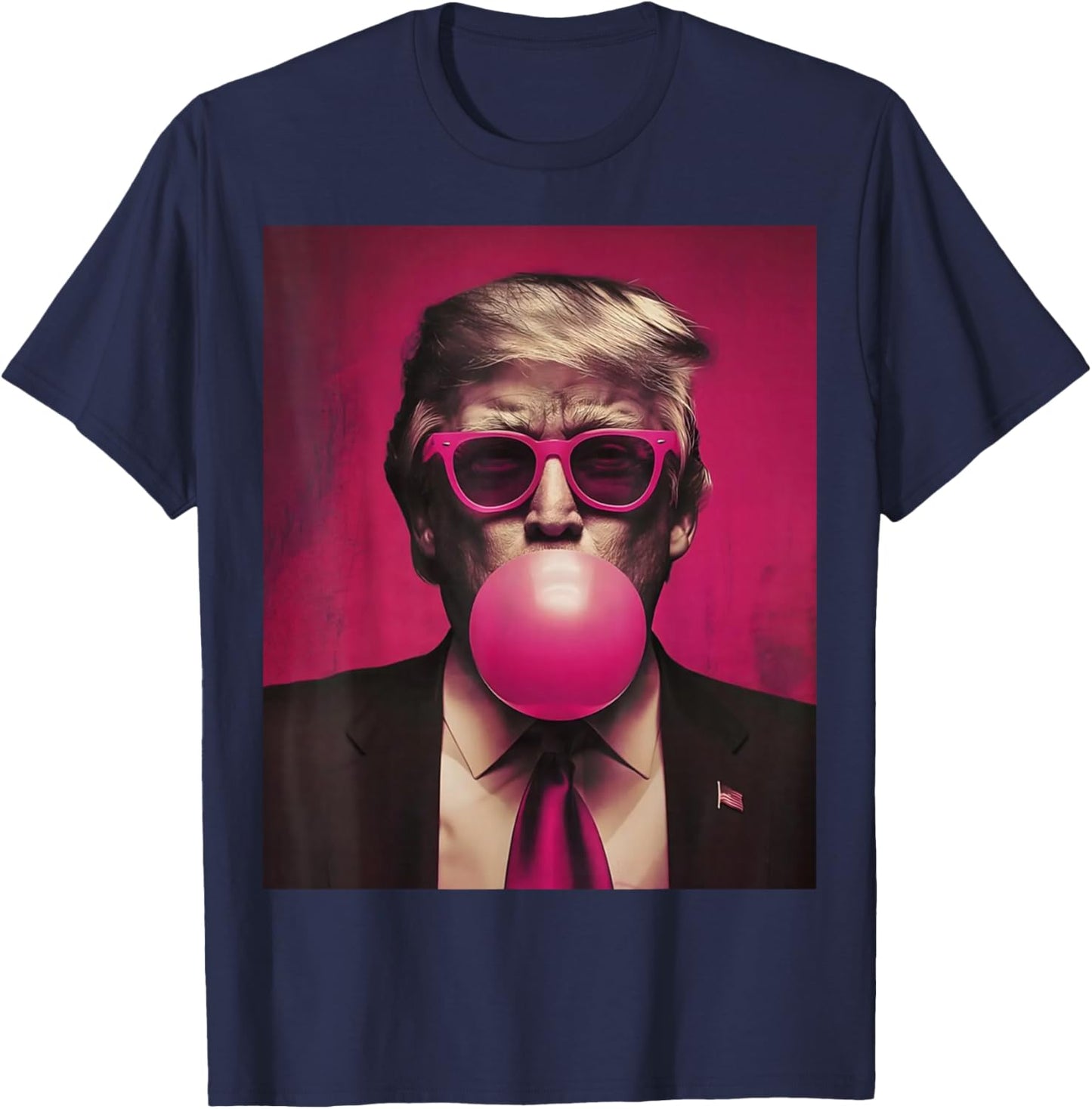 Trump Pink Bubblegum Trump Blowing Bubble Gum Vote Trump T-Shirt - T-Shirt | Navy