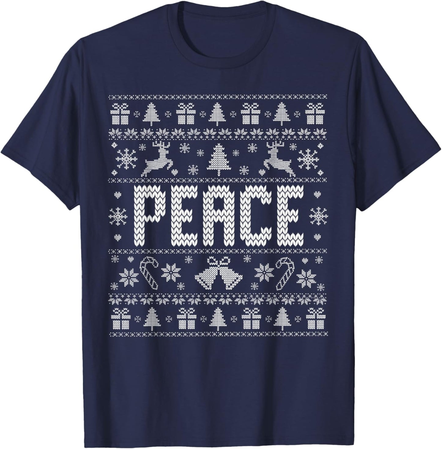 Peace I Come In Peace Merry Christmas Pajamas Couples Ugly T-Shirt - T-Shirt | Navy