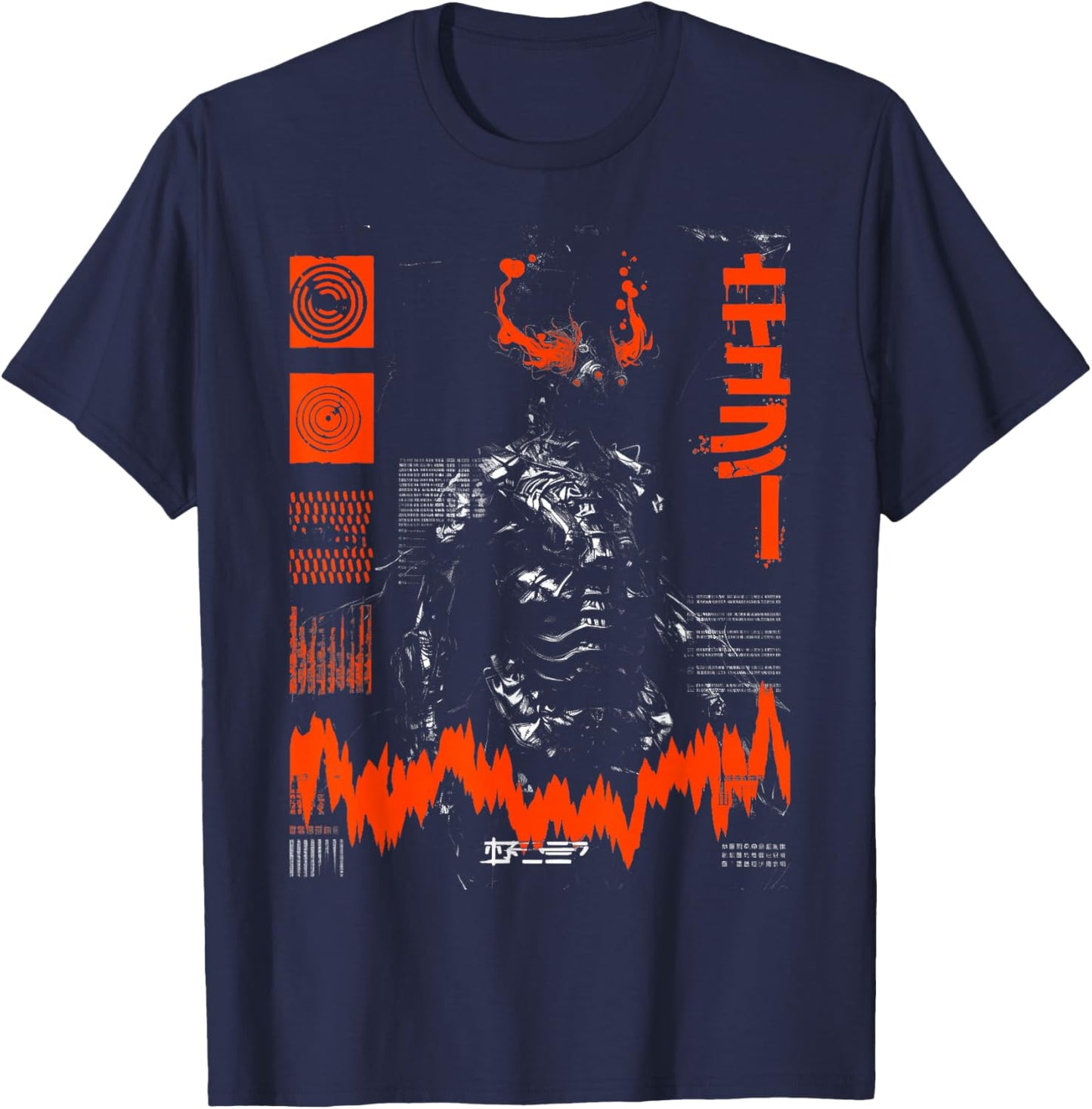 Futuristic Techwear Japanese Cyberpunk Harajuku Horror Punk T-Shirt - T-Shirt | Navy