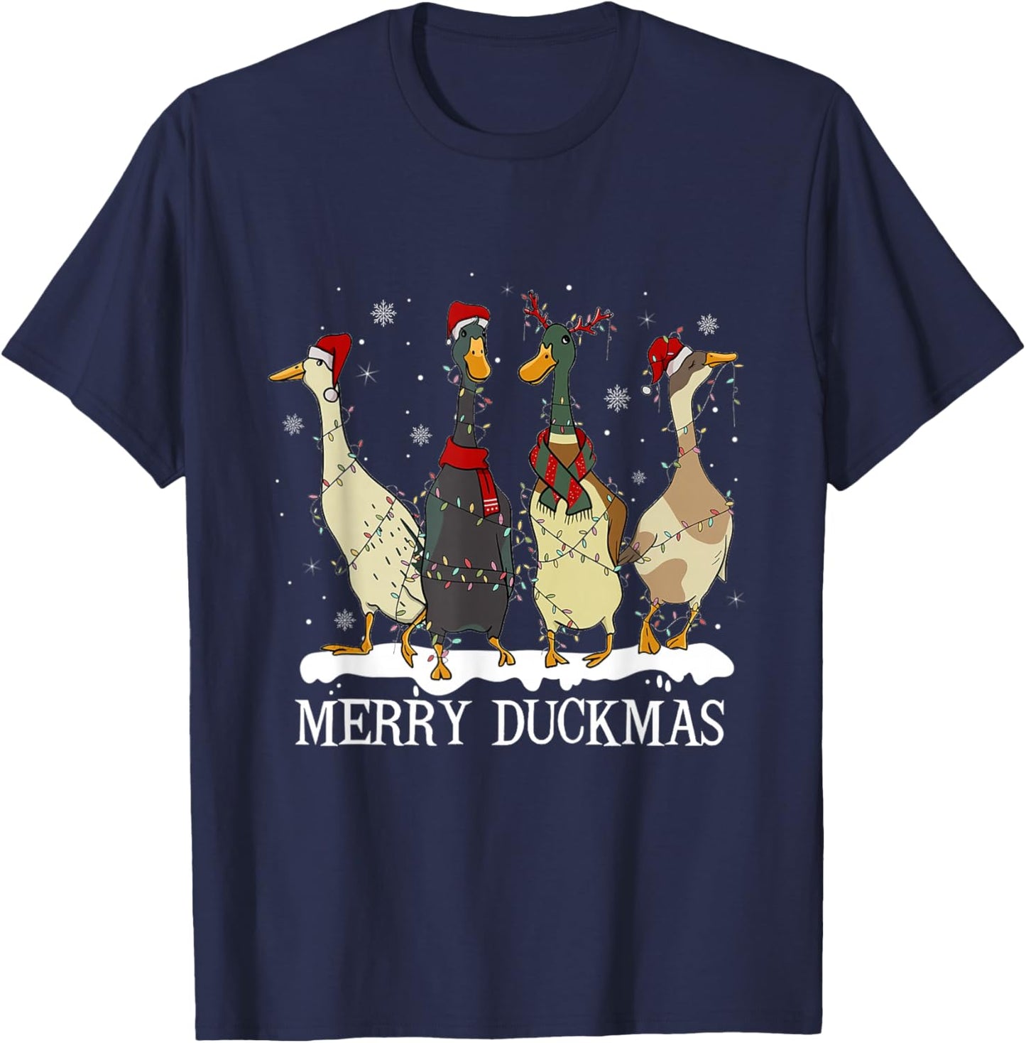 Merry Duckmas Funny Ducks Christmas Holiday Duck Lover T-Shirt - T-Shirt | Navy