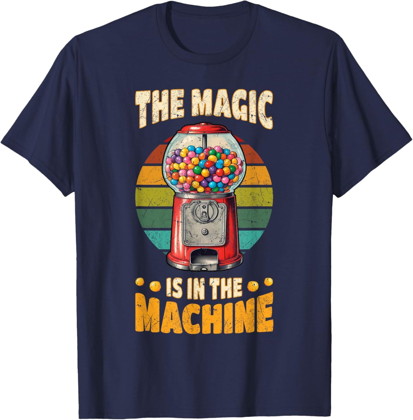 Gumball Machine Candy Bubble Gum Vintage Lover Retro T-Shirt - T-Shirt | Navy