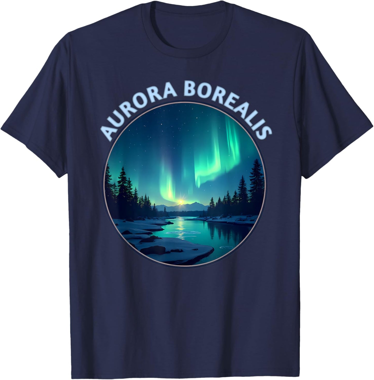 Aurora Borealis The Northern Lights Souvenir Memorabilia T-Shirt - T-Shirt | Navy