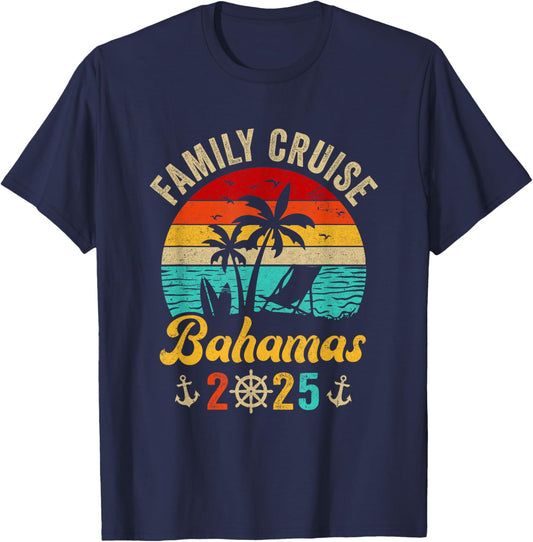 Family Cruise Bahamas 2025 Summer Matching Vacation T-Shirt - T-Shirt | Navy