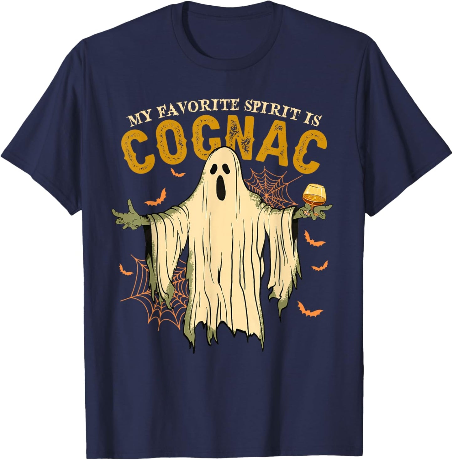 My Favorite Spirit Is Cognac Funny Ghost Halloween Costume T-Shirt - T-Shirt | Navy