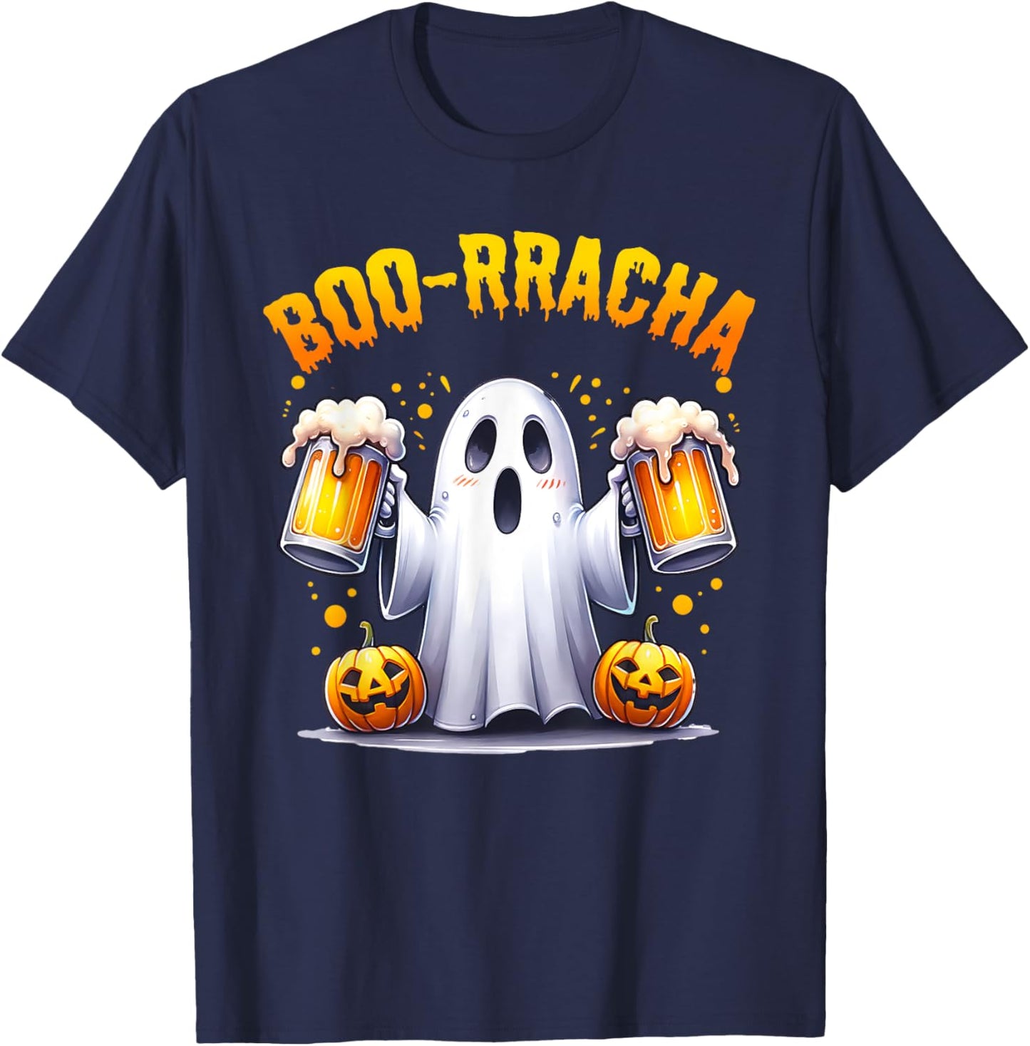 Boo-racha Funny Halloween Ghost Beer Design Borracha T-Shirt - T-Shirt | Navy