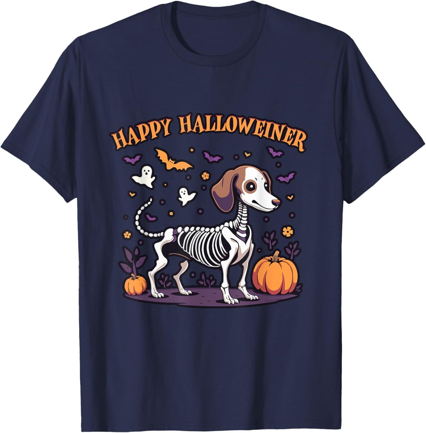 Happy Dachshund Halloween, Happy Halloweiner Dogs Lover T-Shirt - T-Shirt | Navy