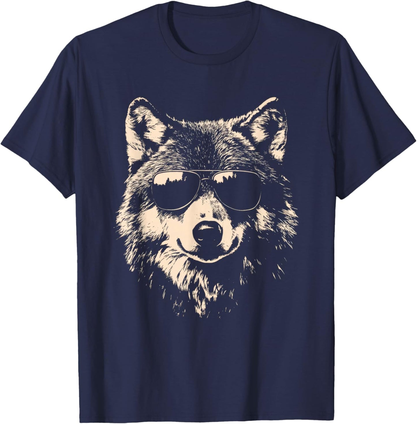 Funny Wolf Cool Rock and Roll Graphic T-Shirt - T-Shirt | Navy