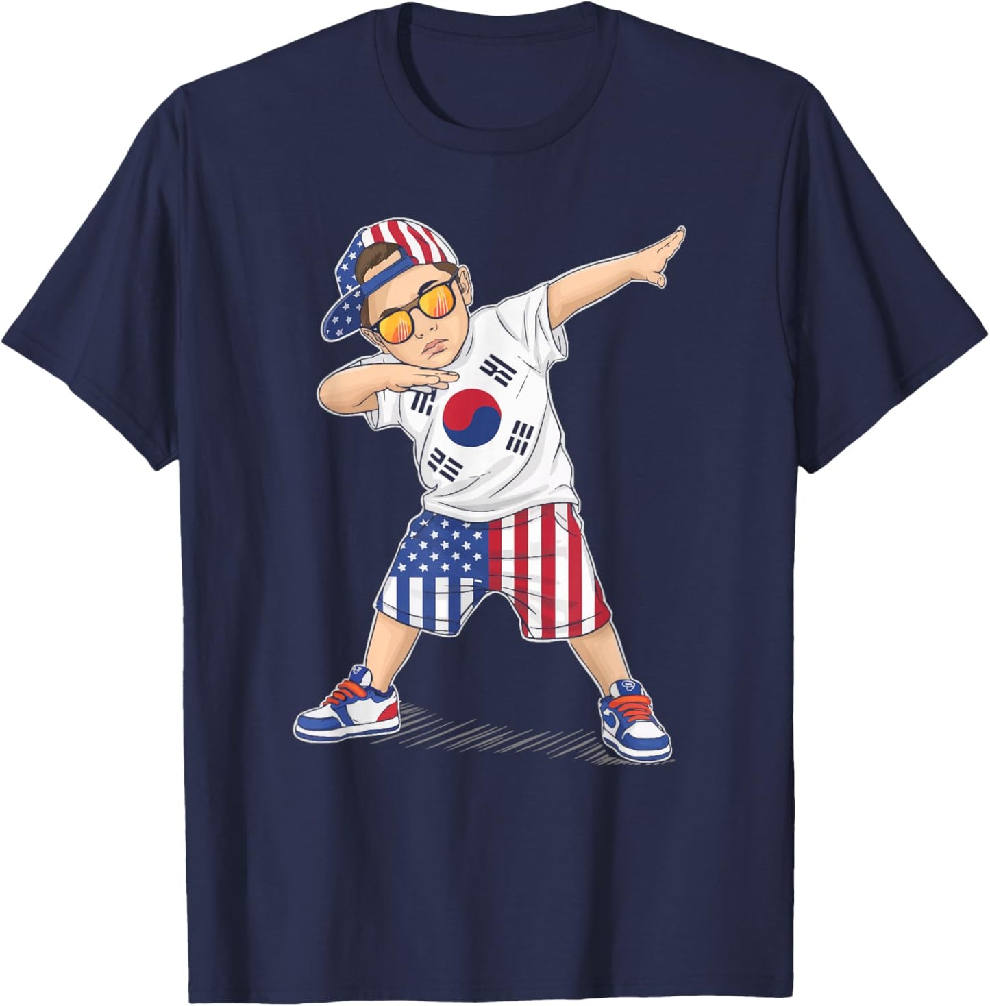 Half American Half Korean USA Flag South Korea America T-Shirt - T-Shirt | Navy