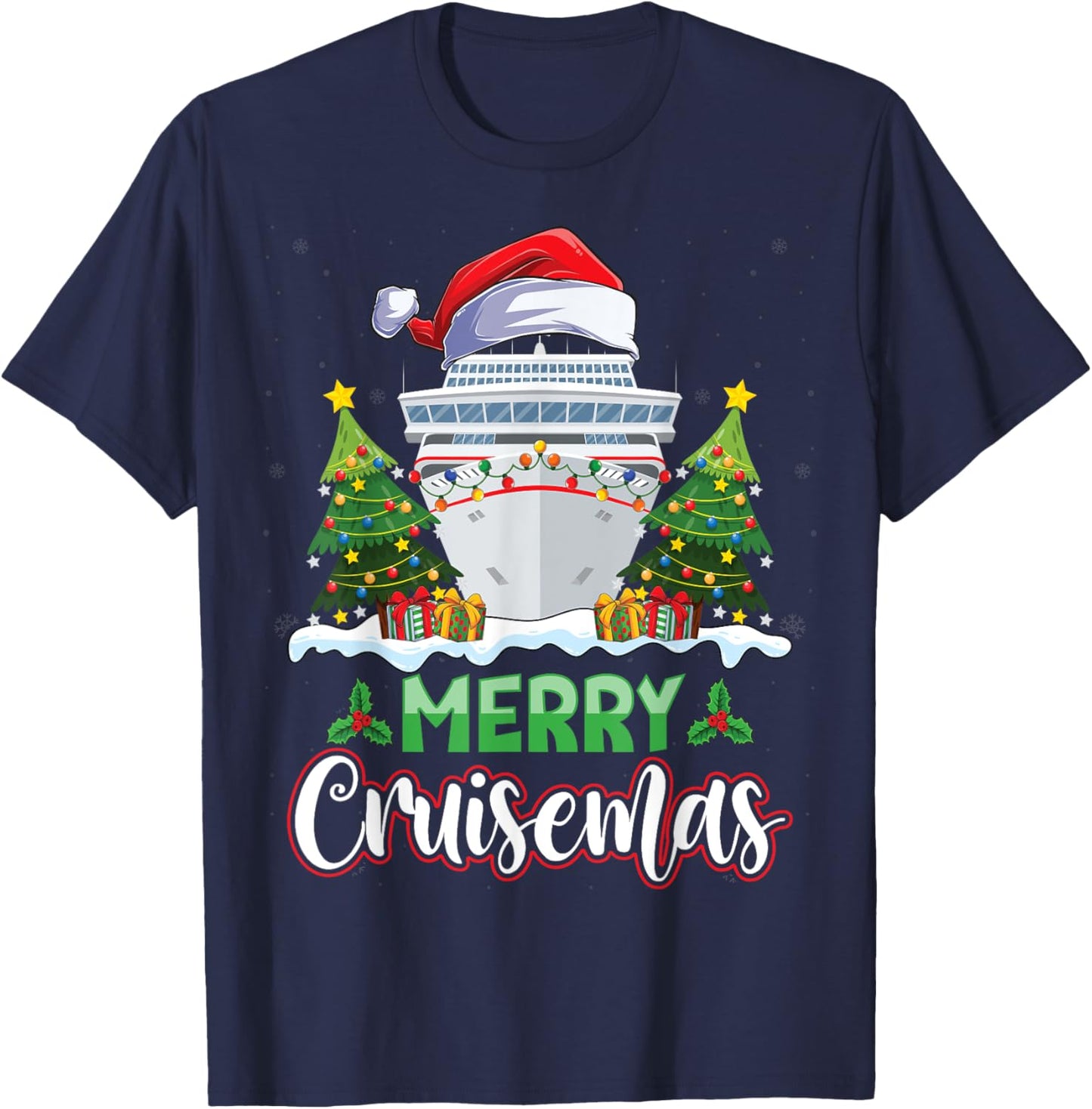 Merry Cruisemas Funny Vacation Cruise Ship Christmas Holiday T-Shirt - T-Shirt | Navy