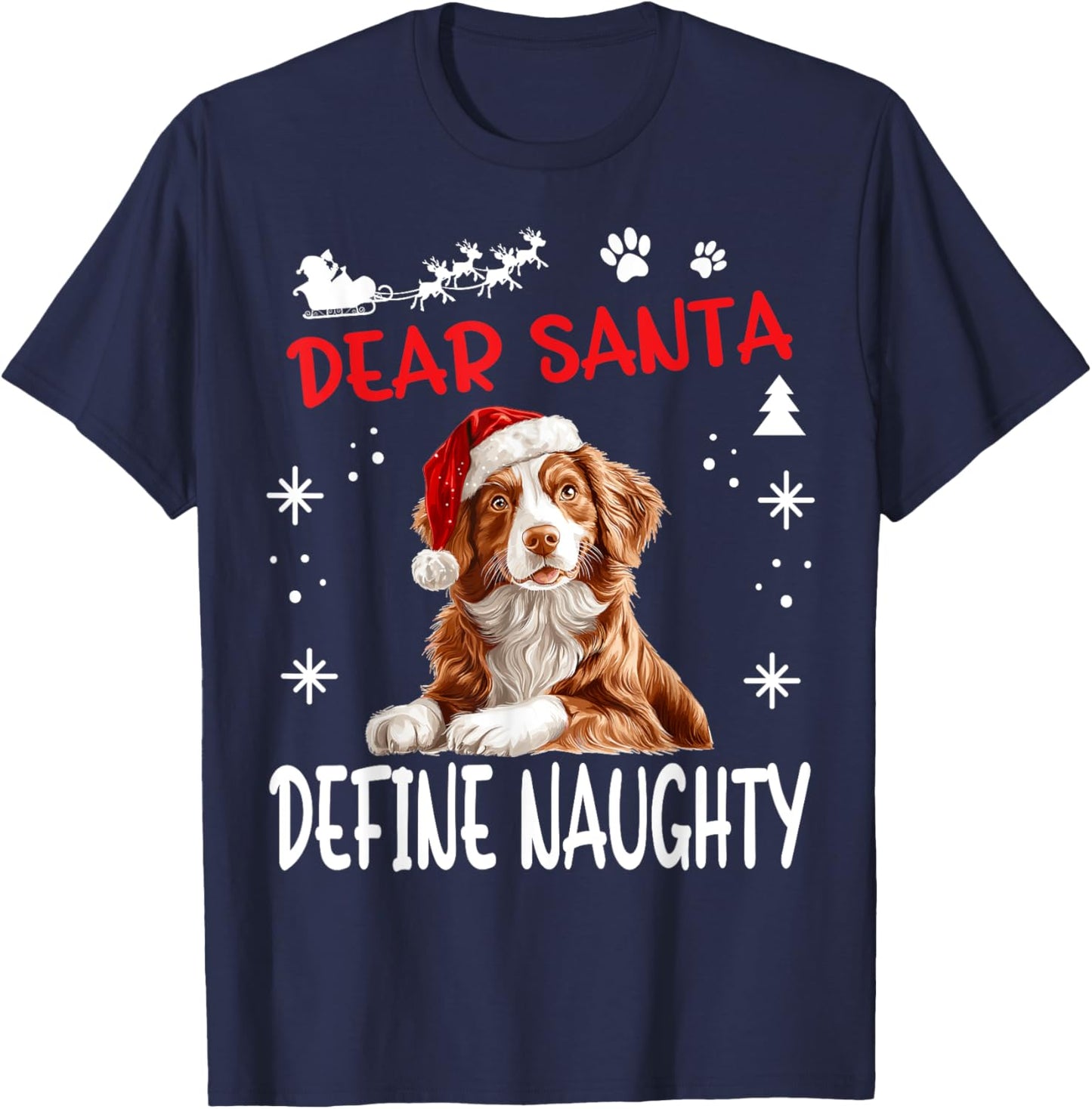 Cute Nova Scotia Duck Tolling Retriever Dog Christmas Dear T-Shirt - T-Shirt | Navy