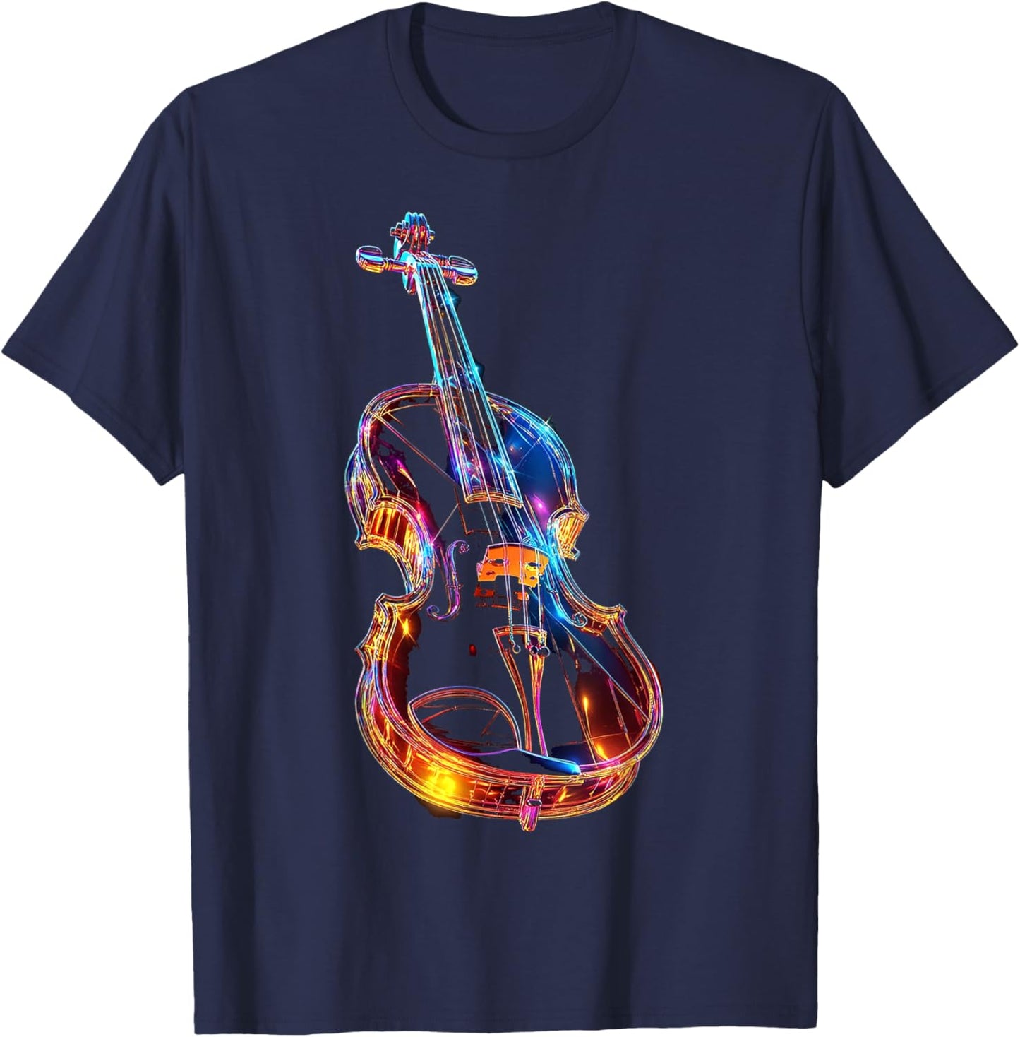 Violin Music Instrument Motif Artwork Violin T-Shirt - T-Shirt | Navy