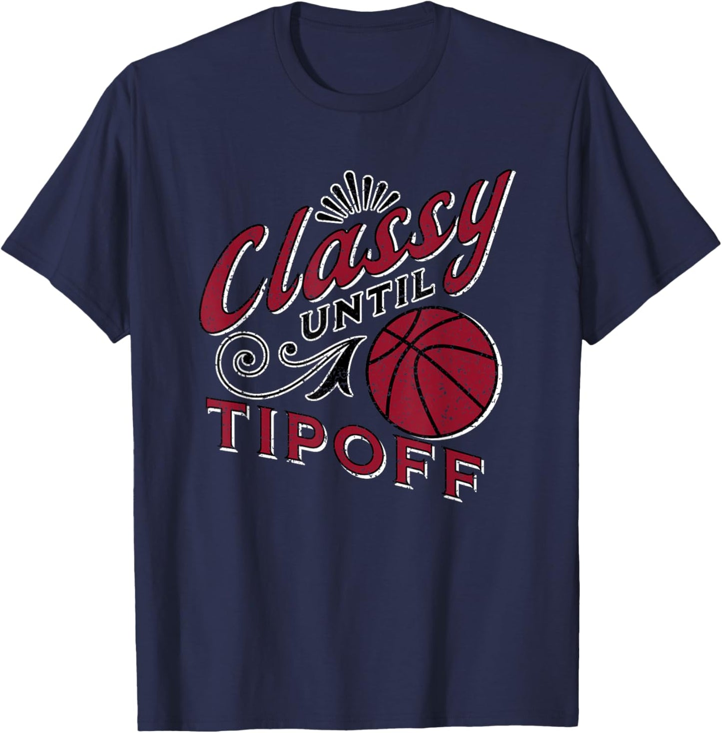 Classy Women Basketball Maroon Gift Basketball Mom Text T-Shirt - T-Shirt | Navy