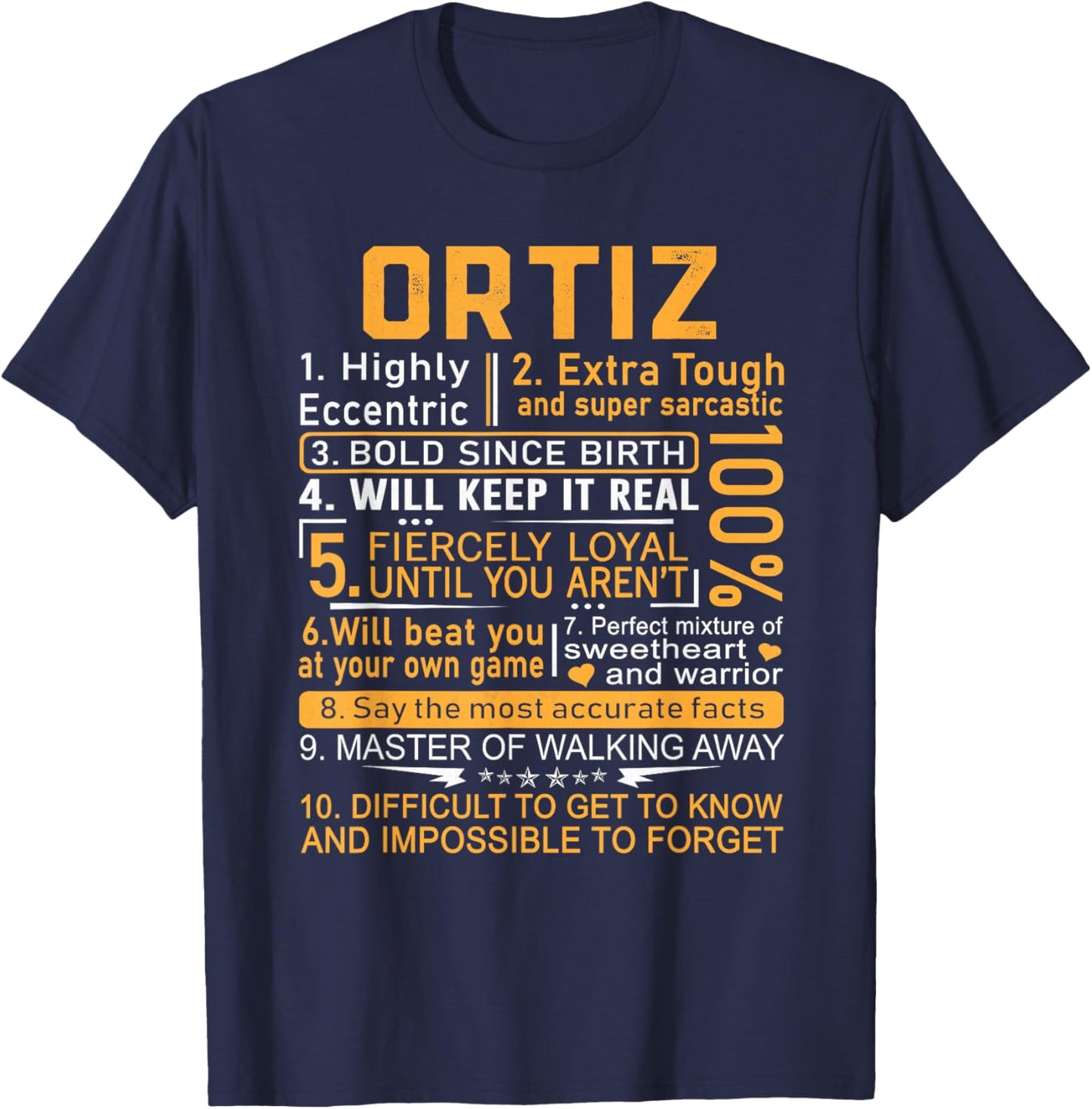 Ortiz Name Shirt Personalized Ortiz Last Name T-Shirt - T-Shirt | Navy