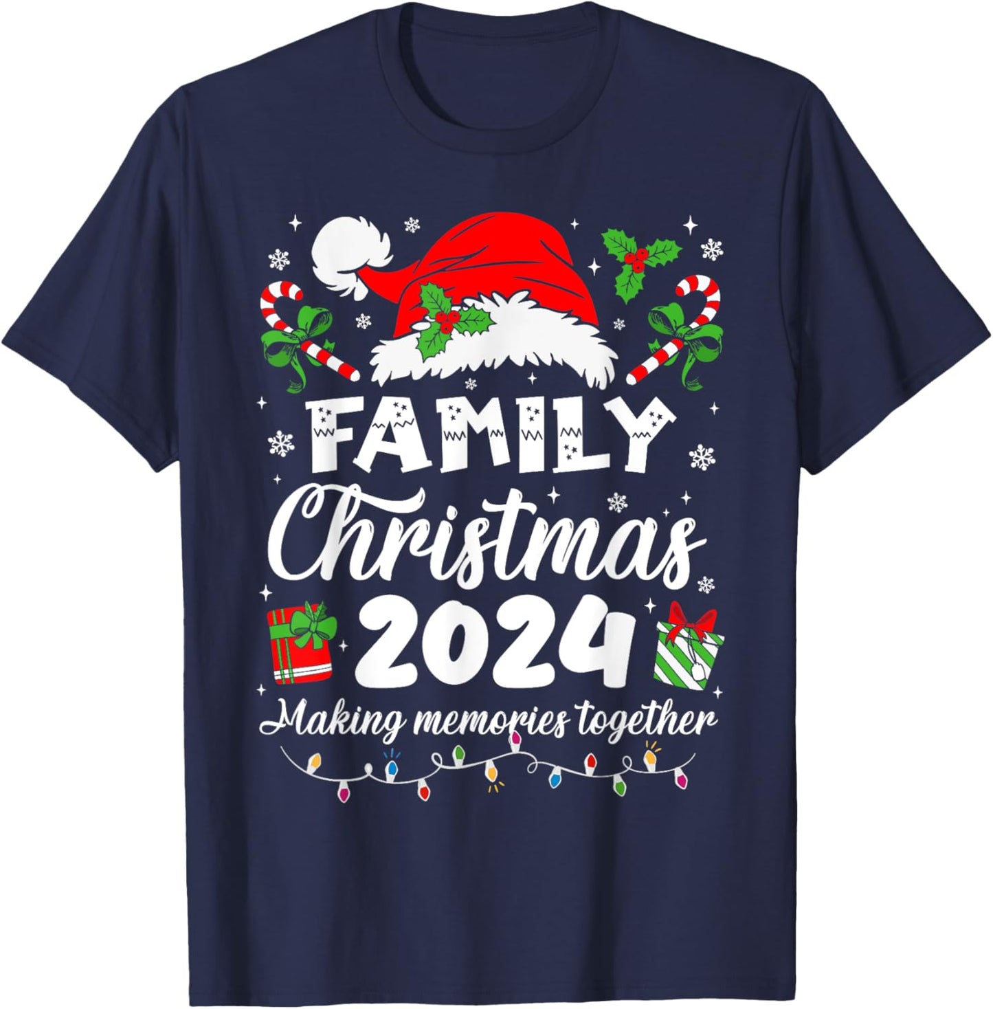 Family Christmas 2024 Matching Squad Santa Elf Pajama Xmas T-Shirt - T-Shirt | Navy