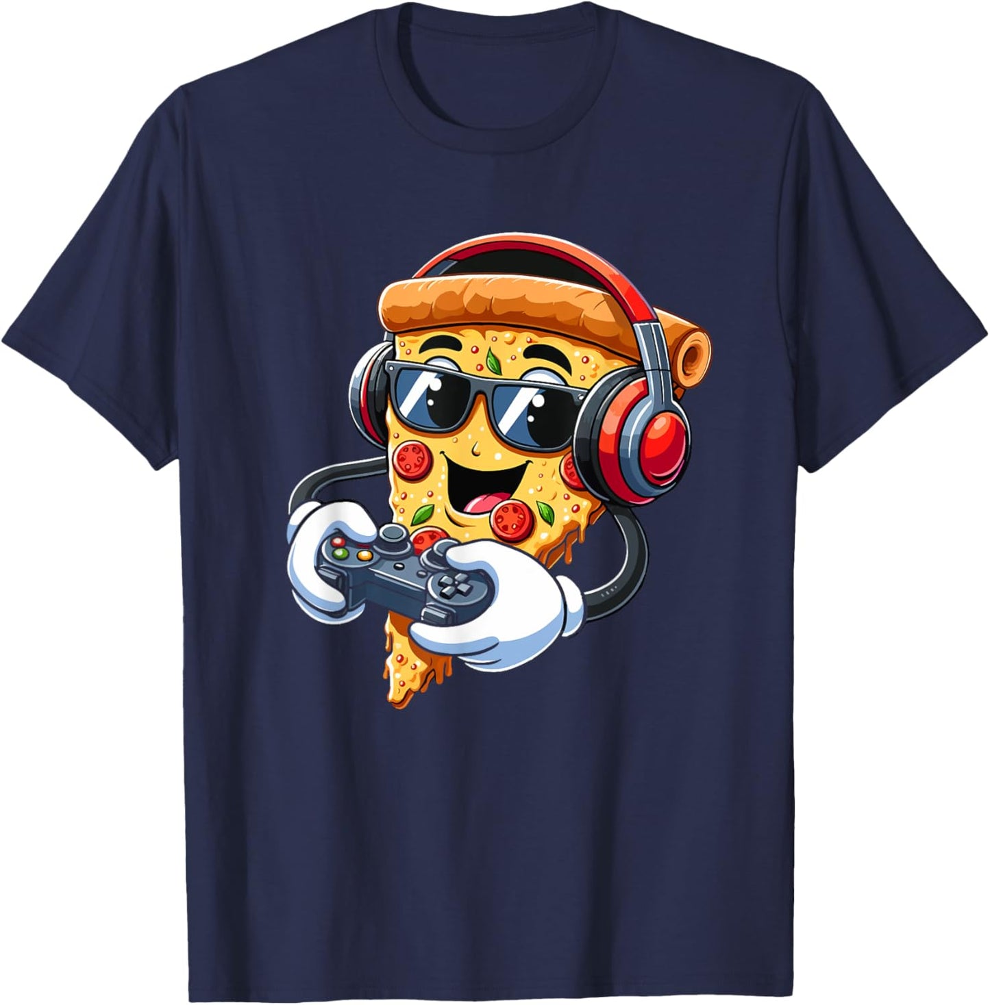 Gamer Pizza Video Gaming Boy Enthusiast Gamer Teen T-Shirt - T-Shirt | Navy