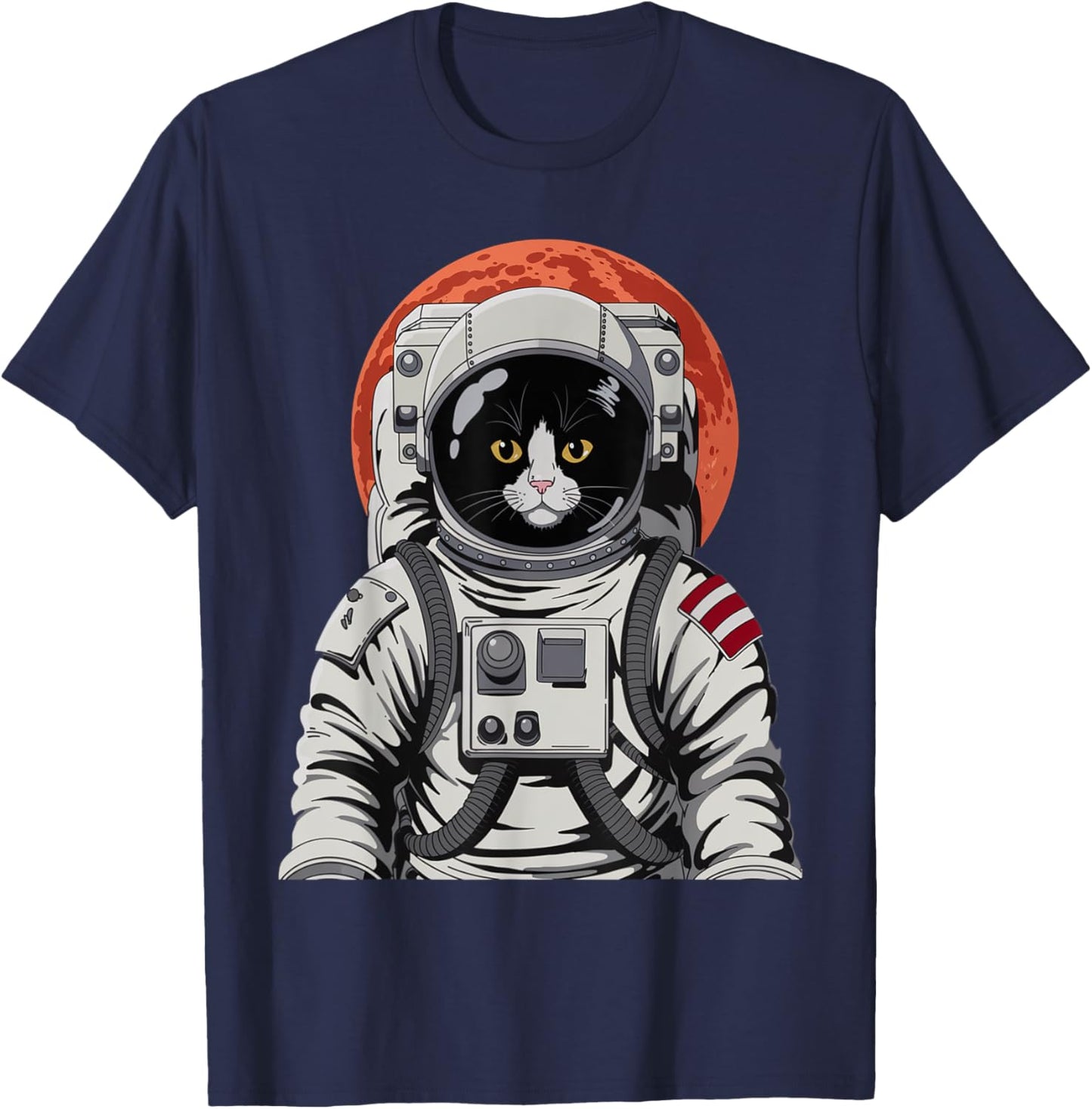 Space Cat Astronaut Cat Helmet Graphic Cat Space Women Kids T-Shirt - T-Shirt | Navy