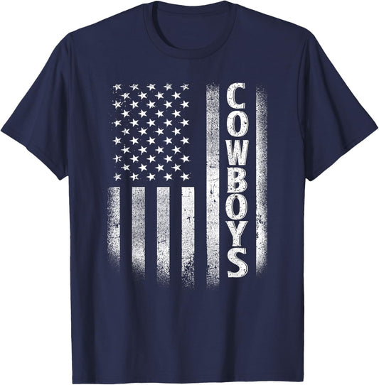 Cowboys USA Flag Patriotic. Design Women Girls Kids T-Shirt - T-Shirt | Navy