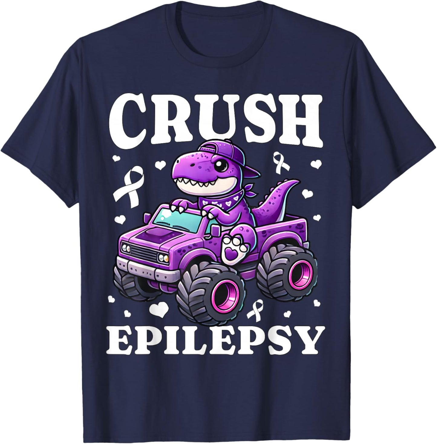 Crush Epilepsy Awareness For Kids Boys Girls Monster Truck T-Shirt - T-Shirt | Navy
