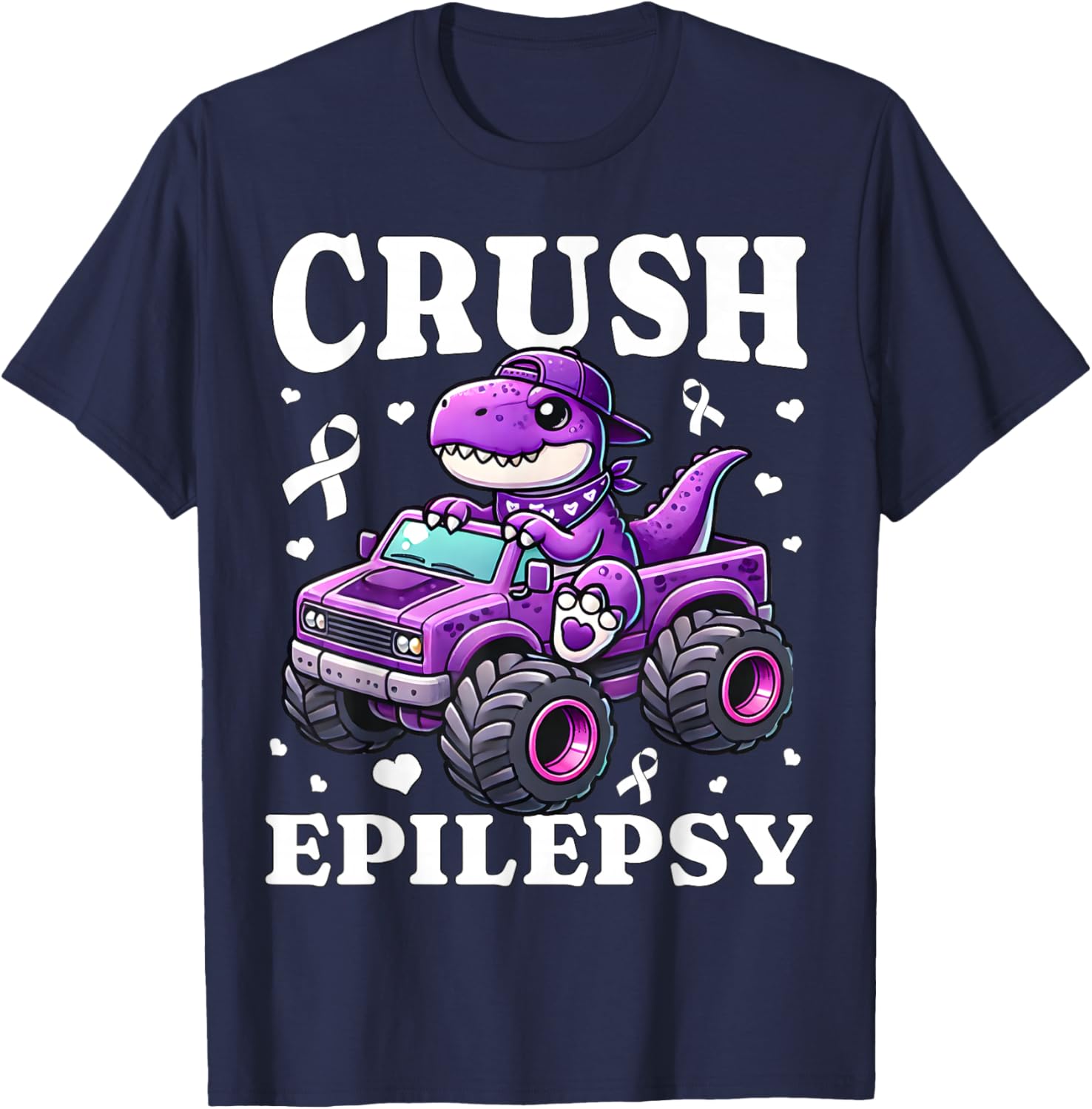 Crush Epilepsy Awareness For Kids Boys Girls Monster Truck T-Shirt - T-Shirt | Navy