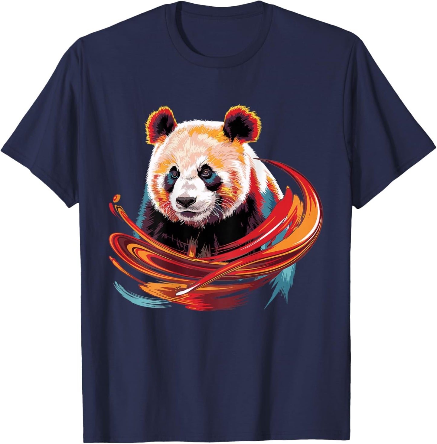 Watercolor Panda Bear Artistic Nature-Inspired T-Shirt - T-Shirt | Navy