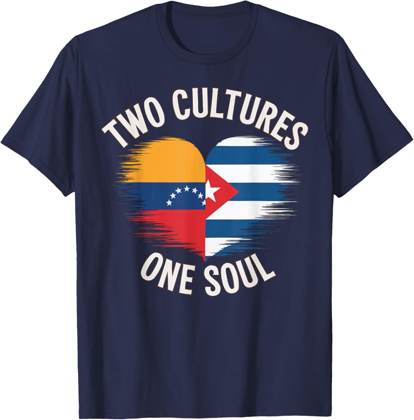 Half Venezuelan Half Cuban Cuba Flag Country Venezuela T-Shirt - T-Shirt | Navy