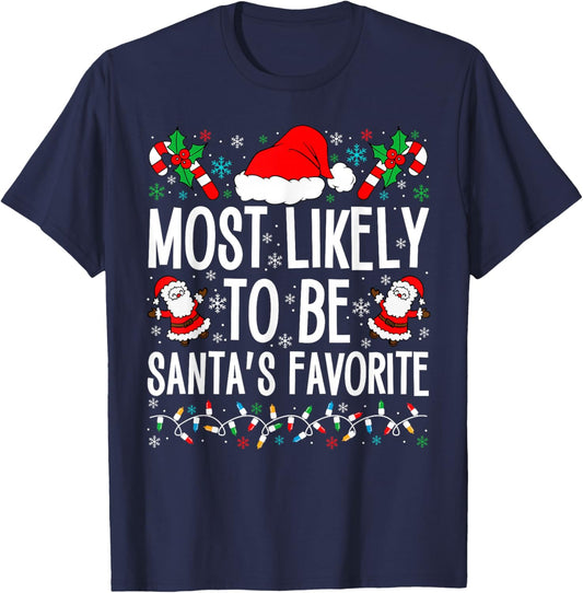 Most Likely To Be Santa Funny Matching Family Christmas T-Shirt - T-Shirt | Navy