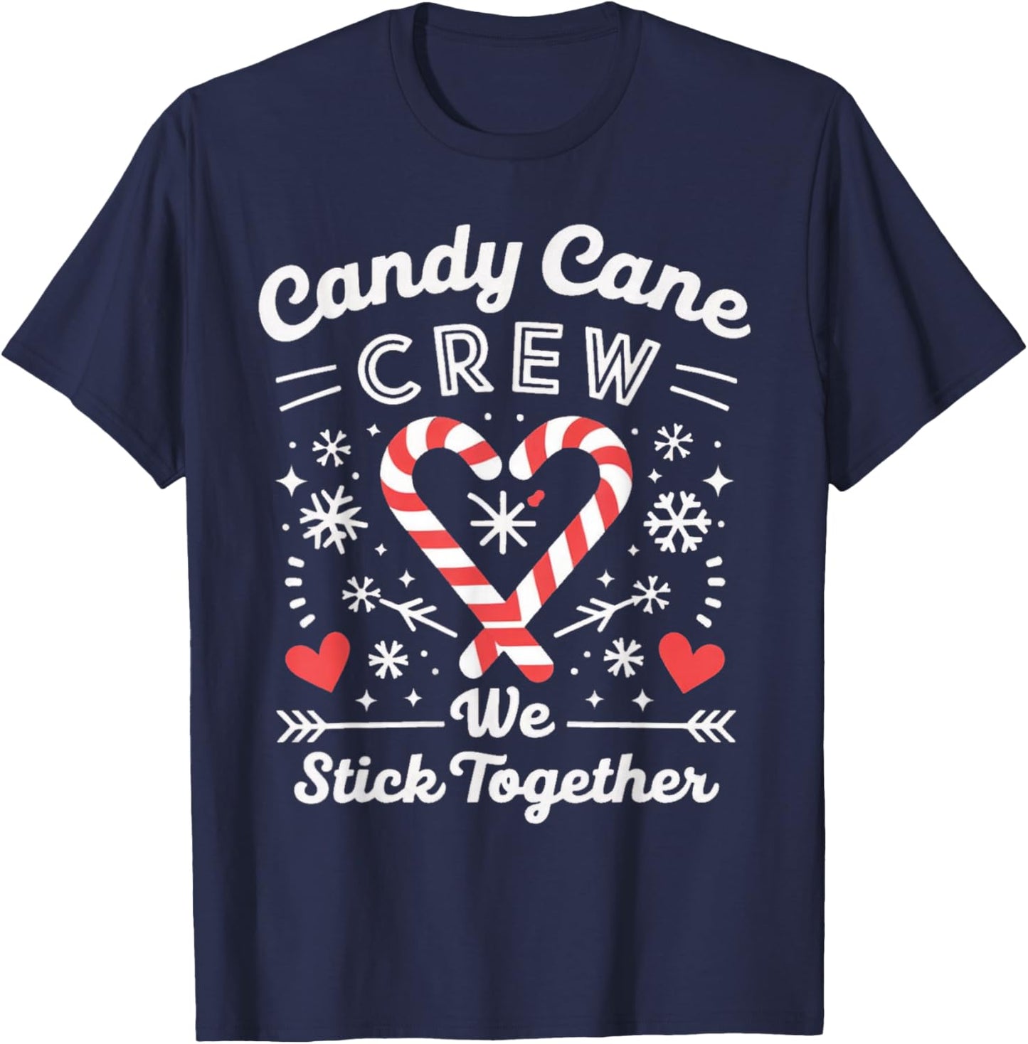 Christmas Candy Cane Heart Holiday Family Matching Pajama T-Shirt - T-Shirt | Navy