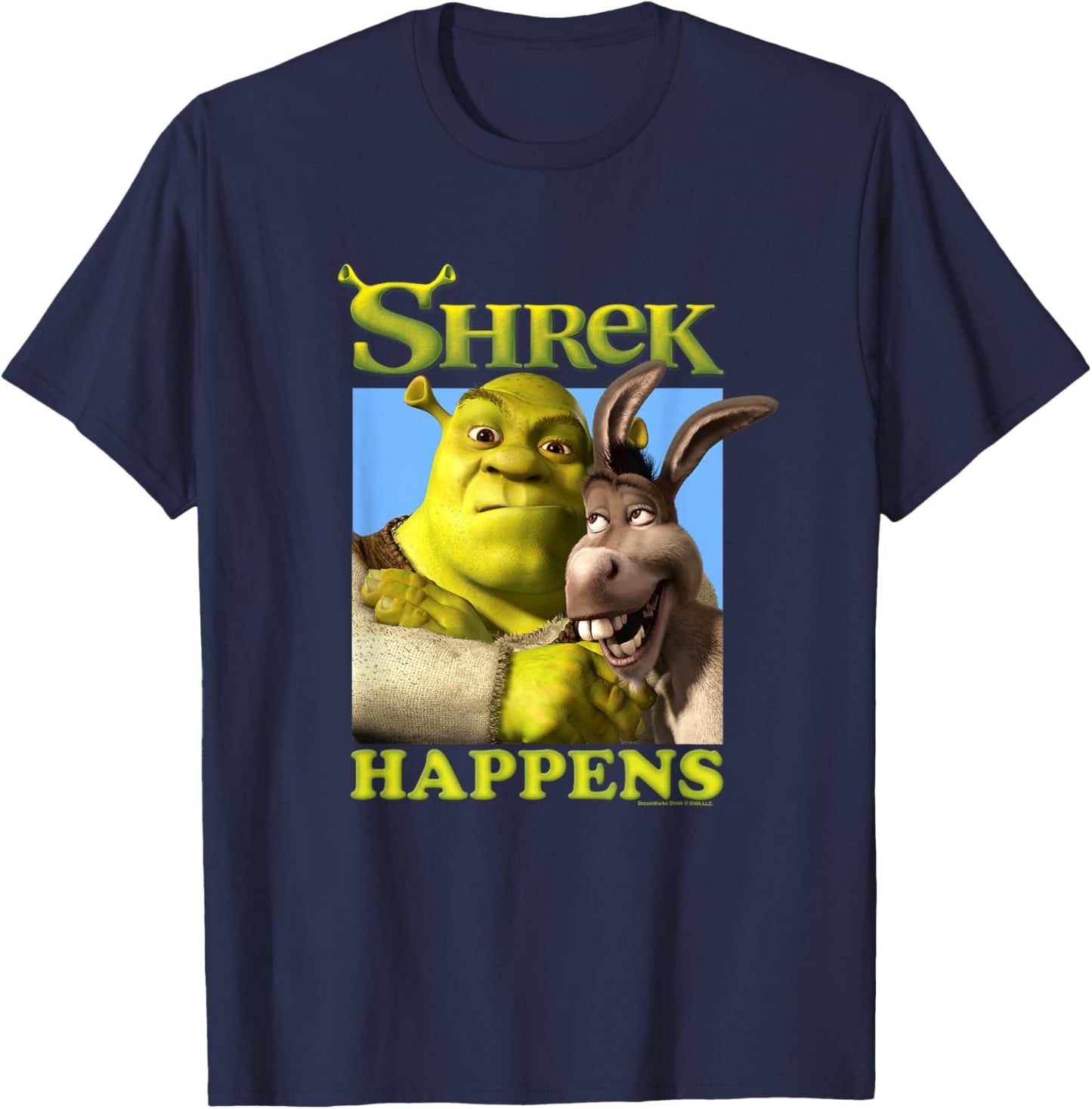 Shrek Happens Donkey Shrek Best Friends Big Chest Poster T-Shirt - T-Shirt | Navy
