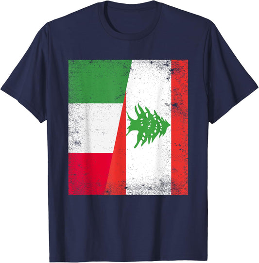 Italy Lebanon Flag Italian Lebanese Roots T-Shirt - T-Shirt | Navy