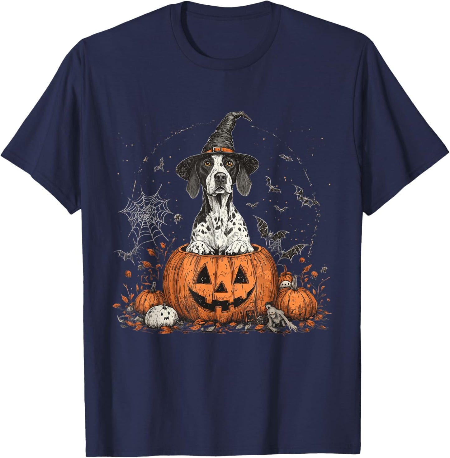German Shorthaired Pointer Pumpkin Halloween Thanksgiving T-Shirt - T-Shirt | Navy