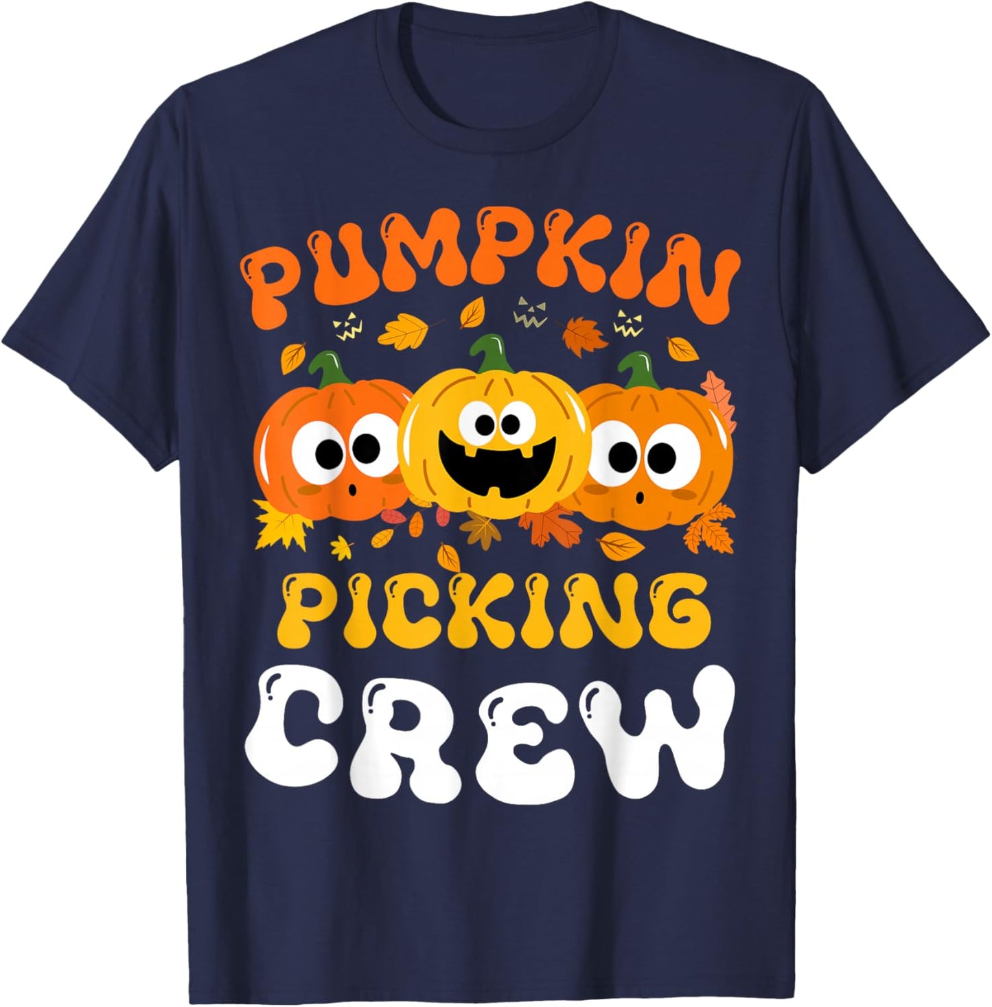 Pumpkin Picking Crew 2025 Funny Cousin Crew Halloween Famer T-Shirt - T-Shirt | Navy
