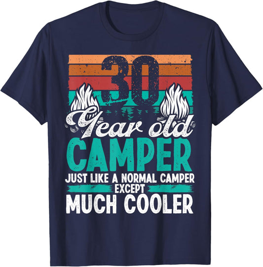 30 Year Old Camper Scouting Vintage Camping 30 Birthday T-Shirt - T-Shirt | Navy