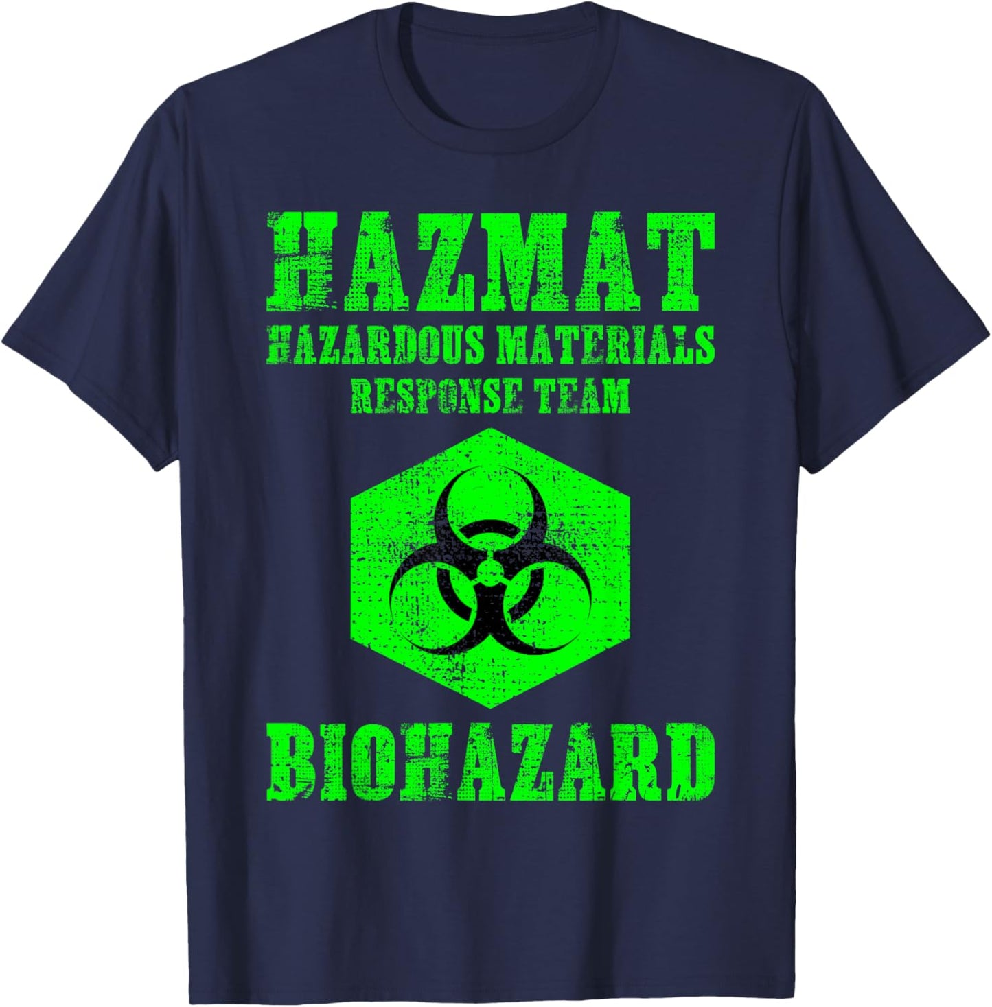 Hazardous Material Hazmat Response Team Grunge Biohazard T-Shirt - T-Shirt | Navy