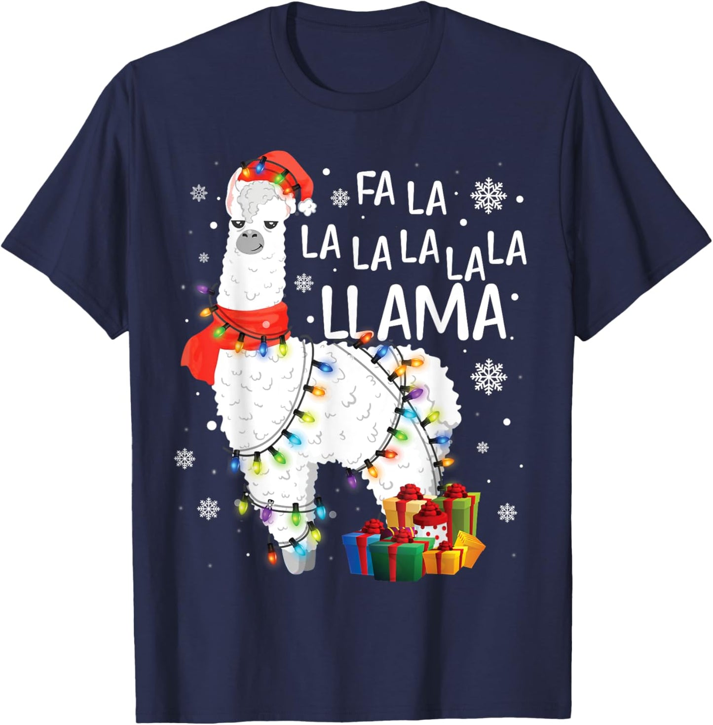 Fa La La Llama Christmas Funny Lllama Lover Xmas Pajamas T-Shirt - T-Shirt | Navy