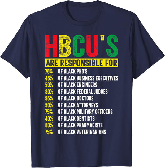 HBCU Graduate Success Statistics Historically Black Colleges T-Shirt - T-Shirt | Navy